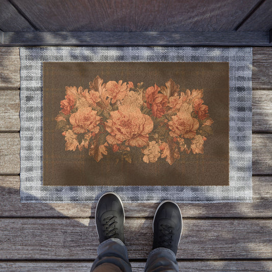 Briarwood Floral Tartan Doormat — Vintage Rose & Heritage Plaid