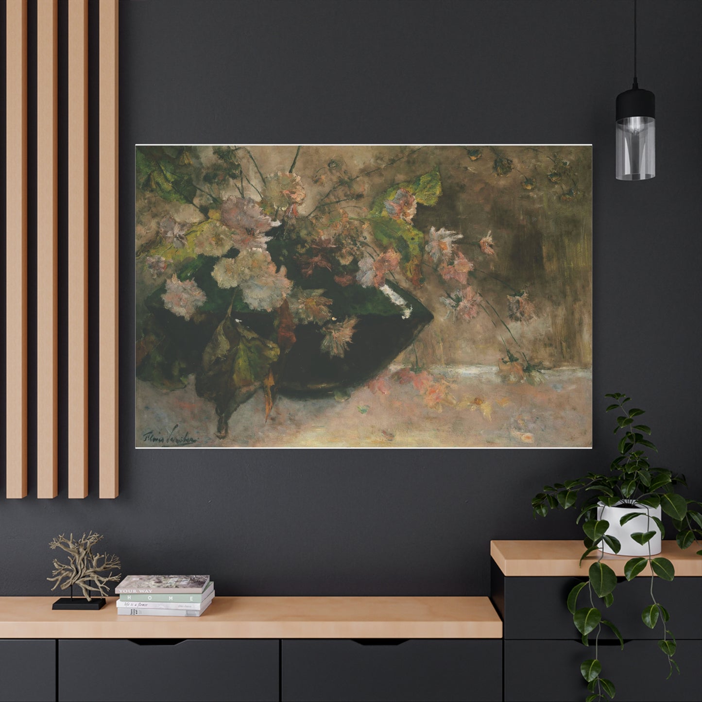 Moody Garden Flowers | Botanical Still Life Canvas Art