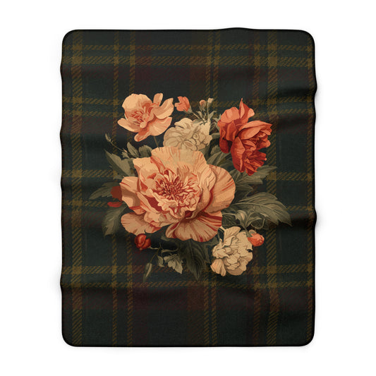 Briarwood Floral Sherpa Throw — Vintage Rose & Heritage Tartan