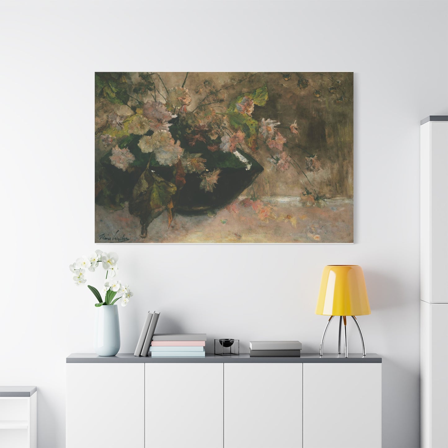 Moody Garden Flowers | Botanical Still Life Canvas Art