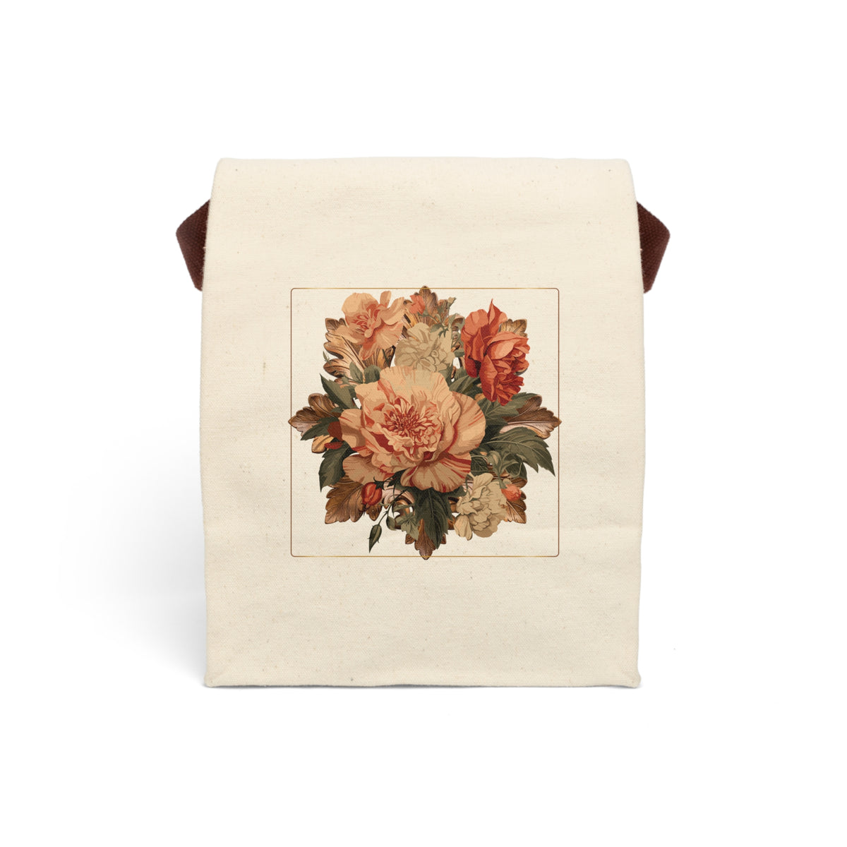 Briarwood Floral Canvas Lunch Bag — Vintage Botanical Bouquet