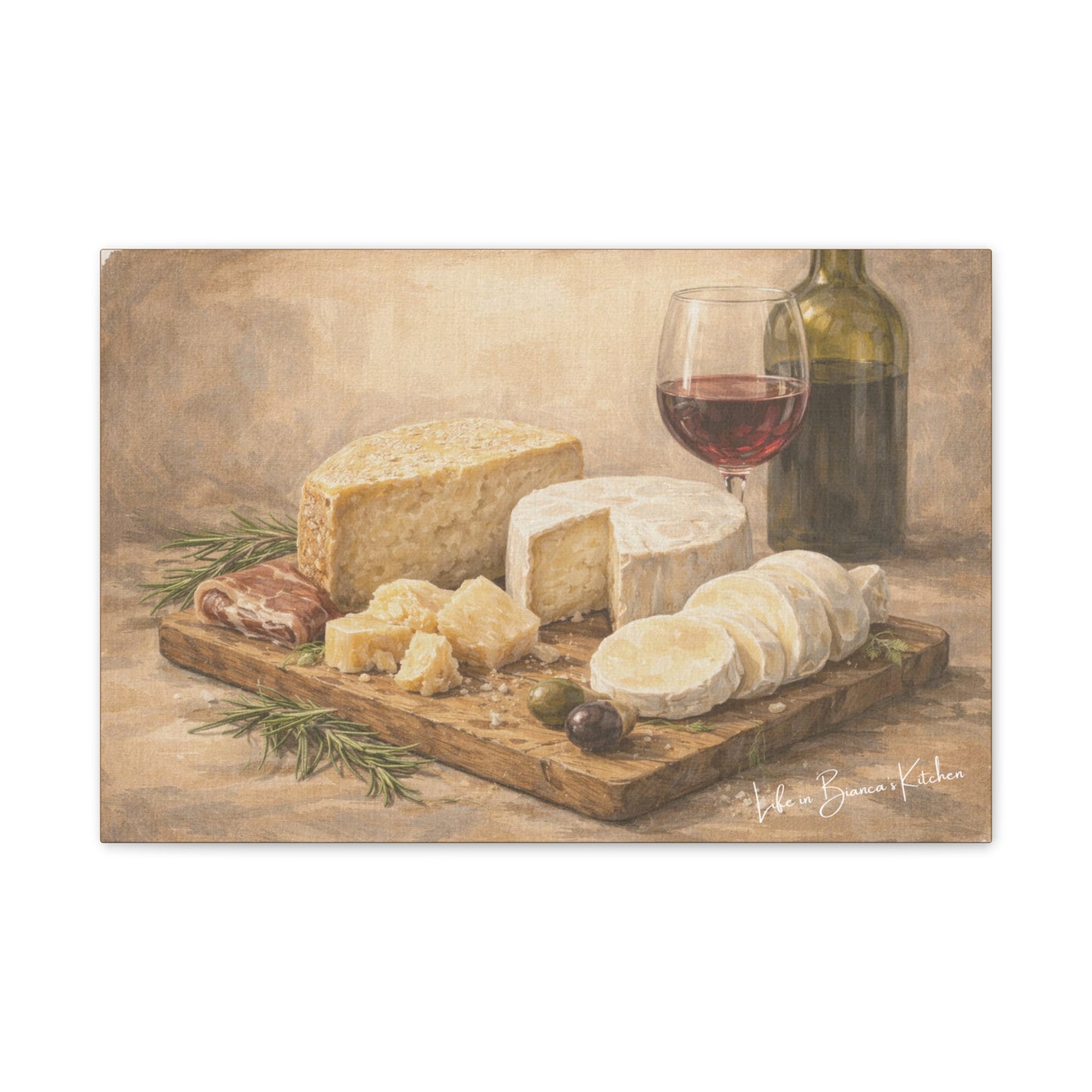 Rustic Cheese Still Life (Canvas) | La Tavola Rustica