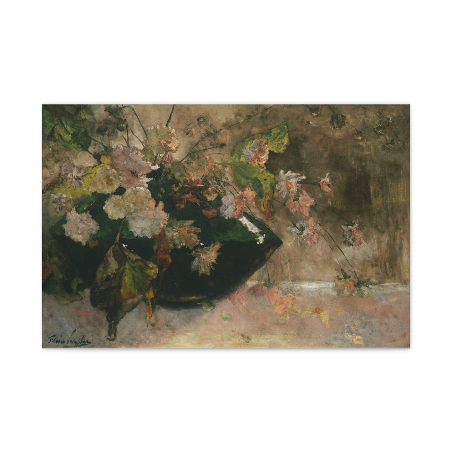 Moody Garden Flowers | Botanical Still Life Canvas Art