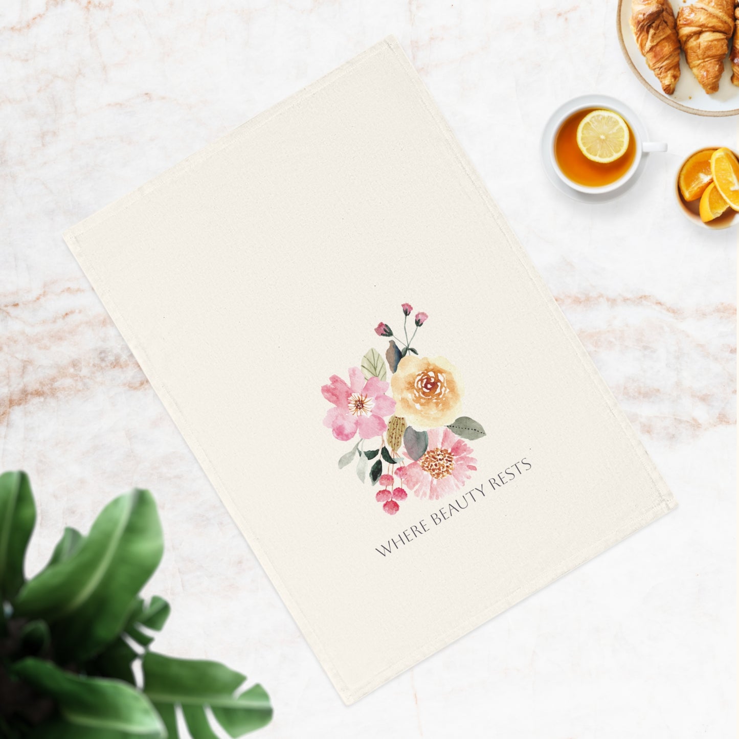 Where Beauty Rests | Cotton Tea Towel – Spring Botanical