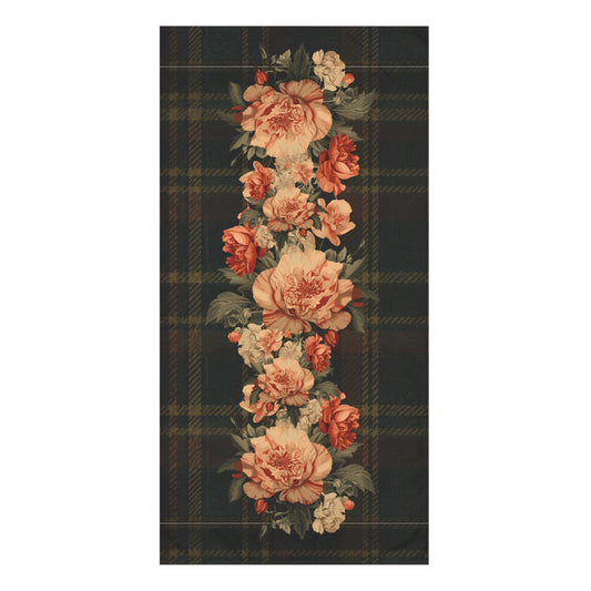 Briarwood Floral Bath Towel — Vintage Rose & Heritage Tartan Design