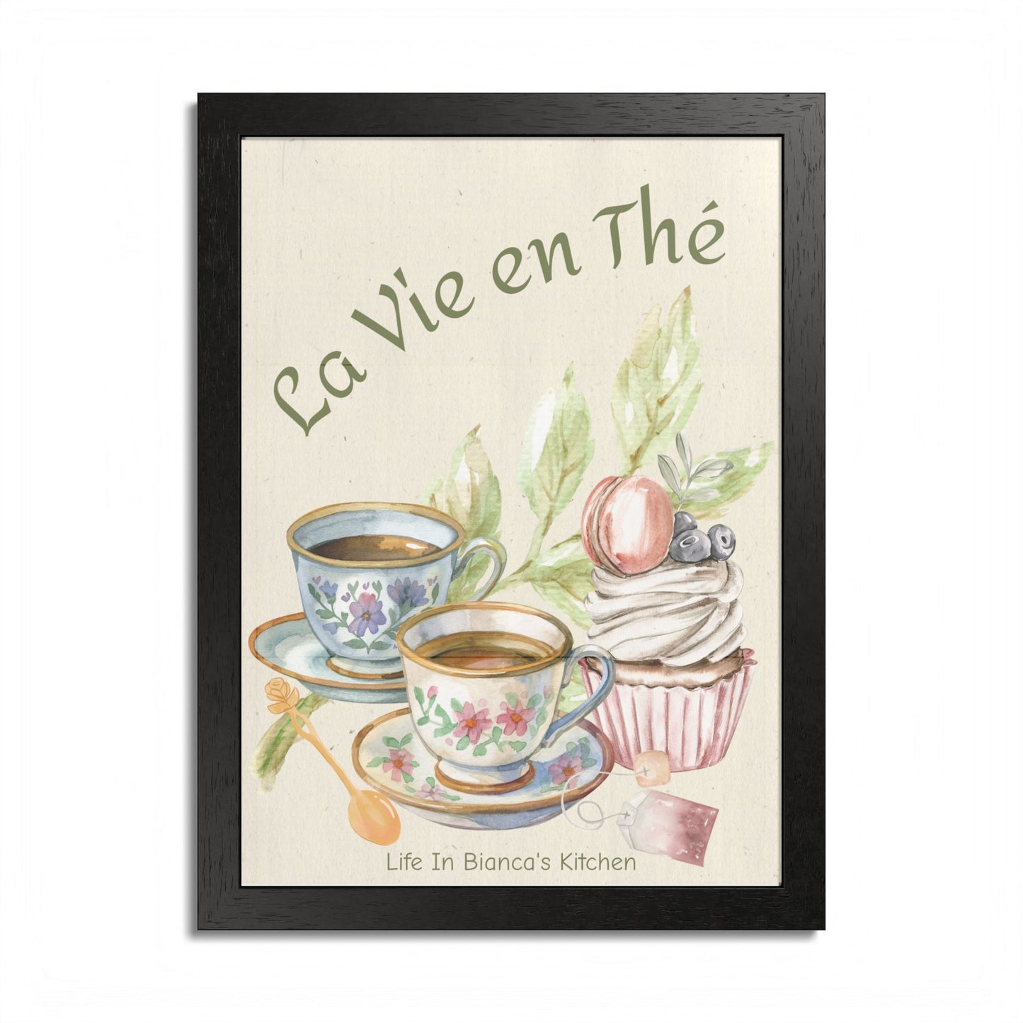 La Vie en Thé Tea Table Print | French Tea Cup Kitchen Wall Art