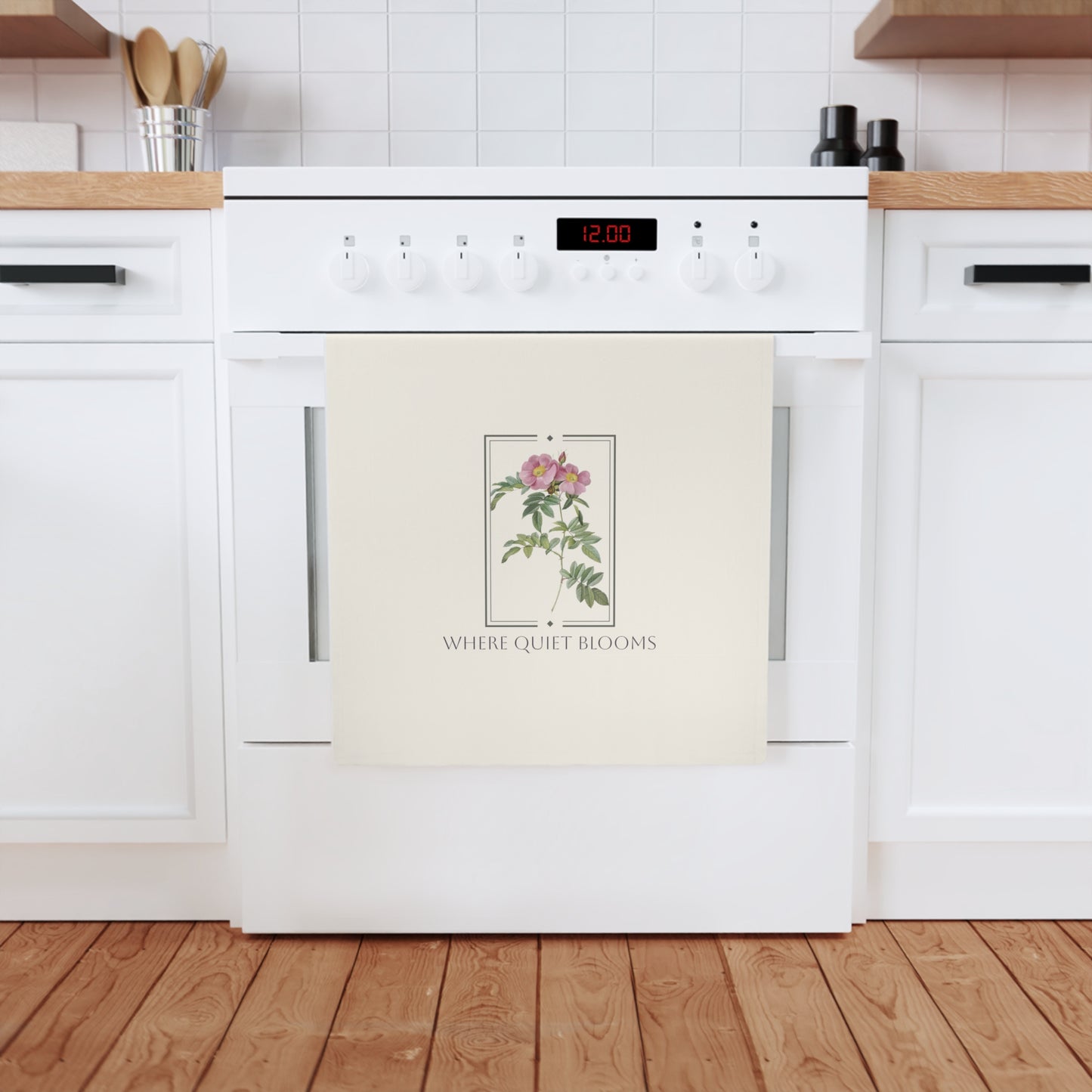 Where Quiet Blooms | Cotton Tea Towel – Spring Botanical