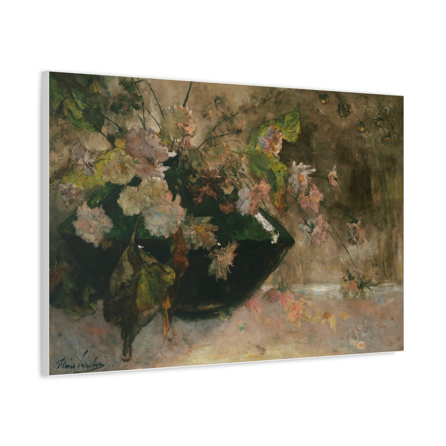 Moody Garden Flowers | Botanical Still Life Canvas Art