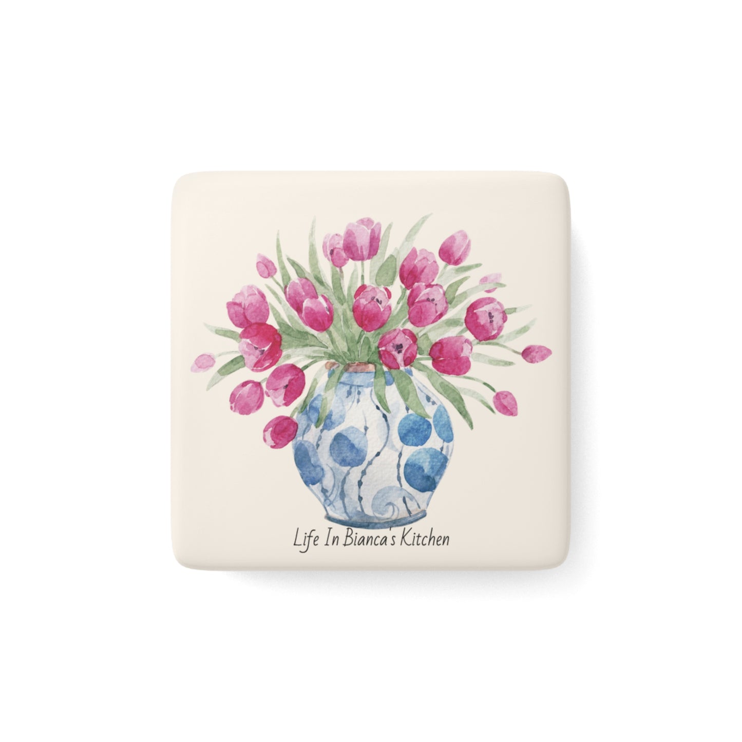 Blushing Tulips Porcelain Magnet