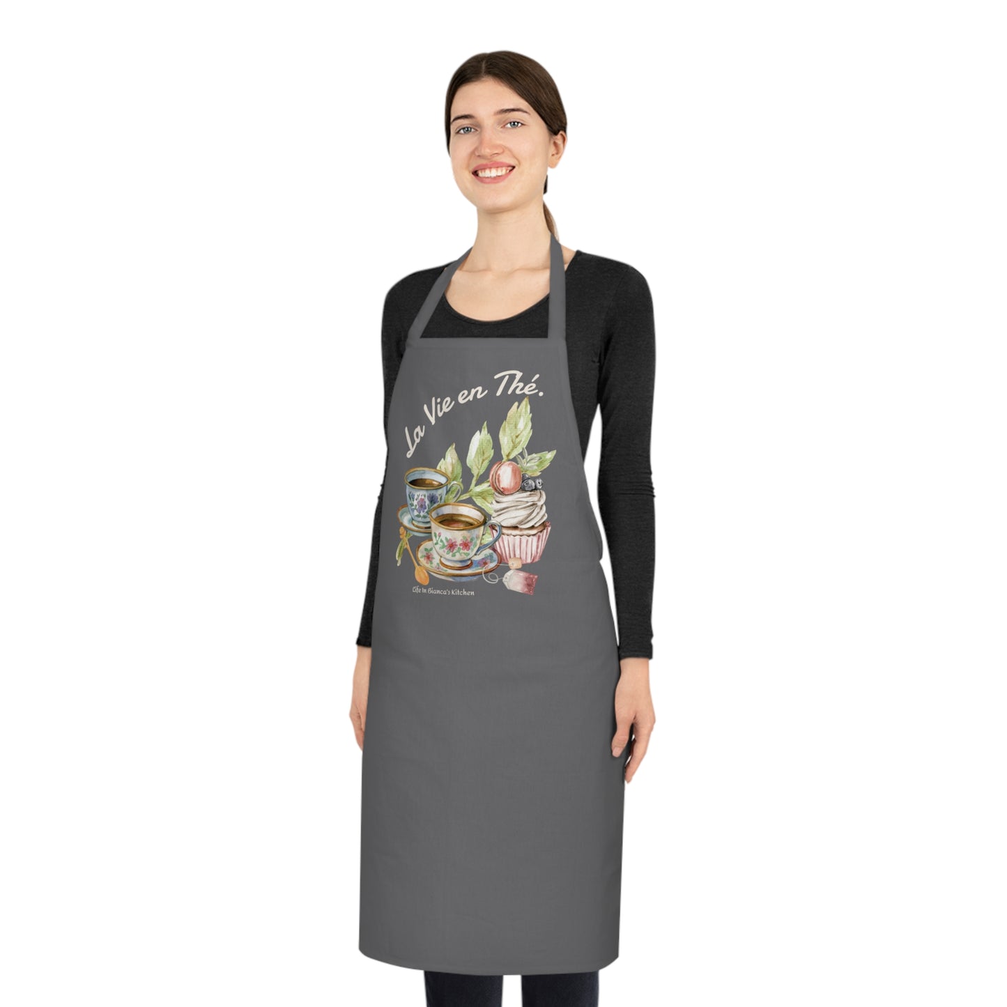 La Vie en Thé Illustrated Kitchen Apron | French Tea Cup Design