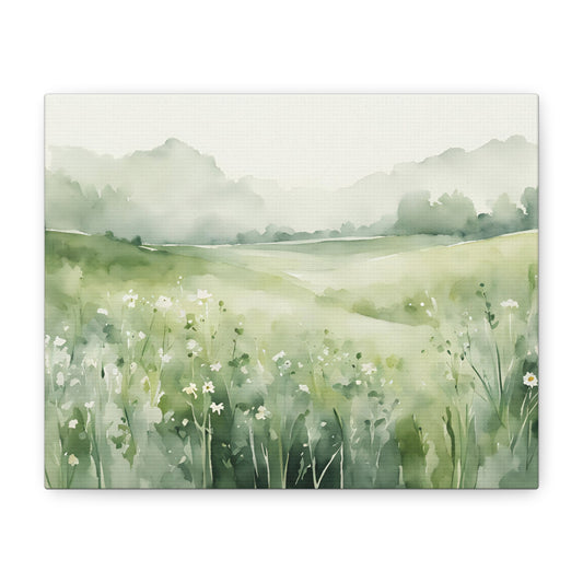 Green Meadow Light | Seasonal Landscape Canvas Art