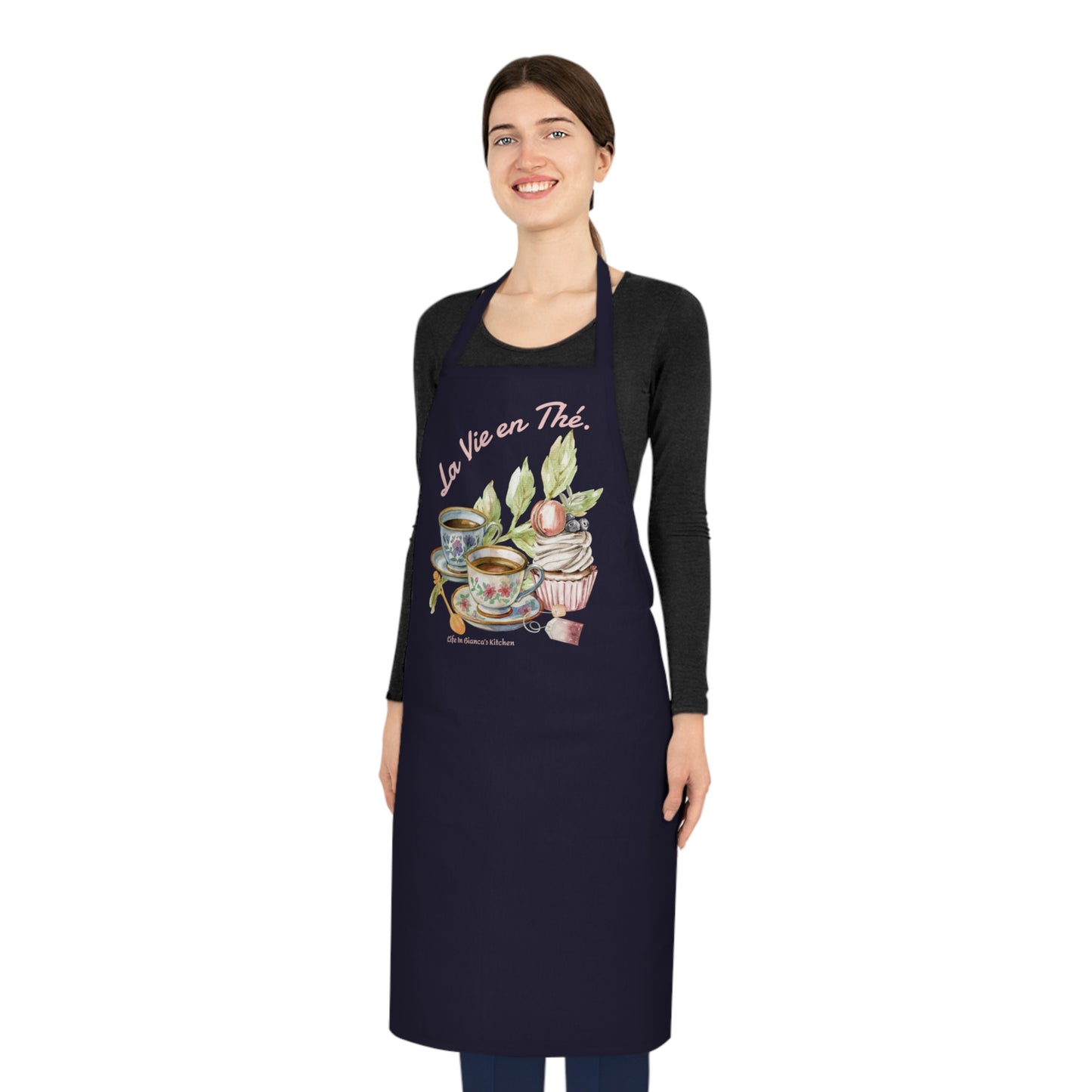 La Vie en Thé Illustrated Kitchen Apron | French Tea Cup Design