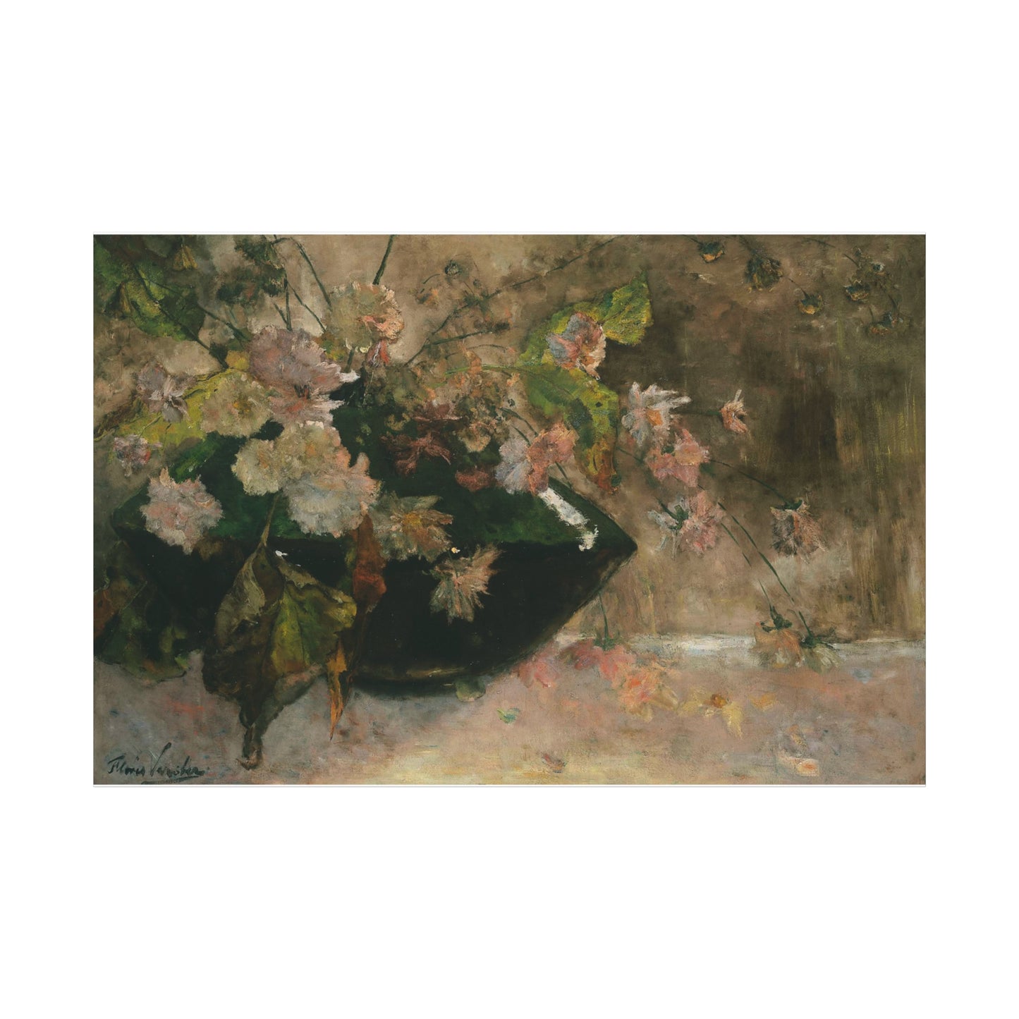 Moody Garden Flowers | Botanical Still Life Canvas Art