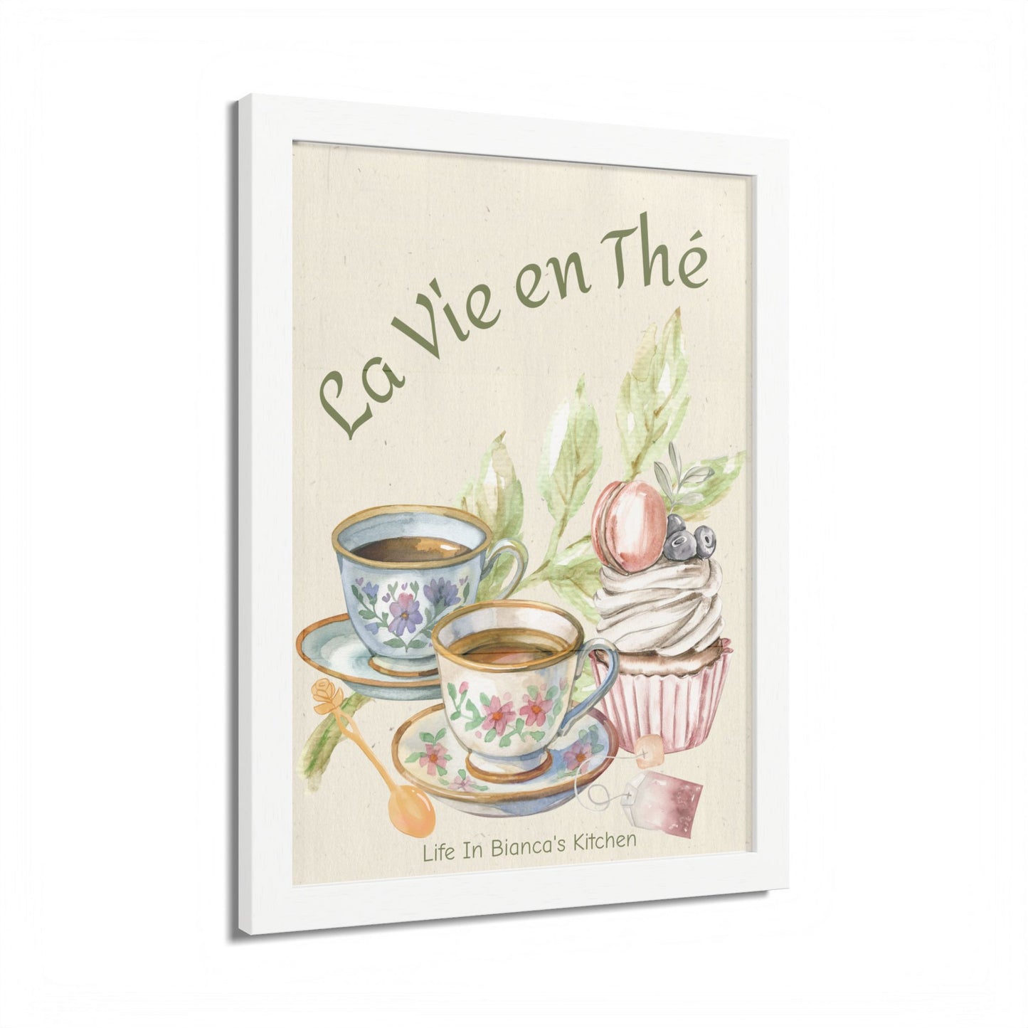 La Vie en Thé Tea Table Print | French Tea Cup Kitchen Wall Art