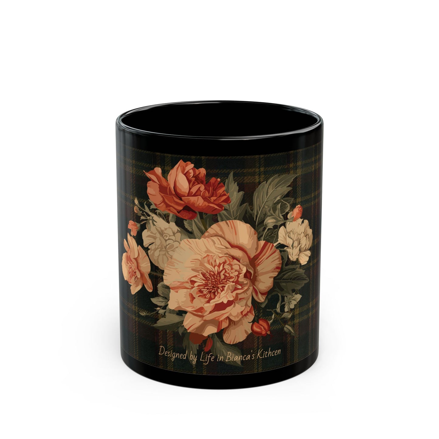 Briarwood Floral Mug — Vintage Rose & Heritage Tartan