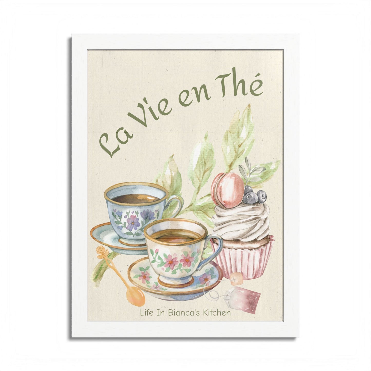 La Vie en Thé Tea Table Print | French Tea Cup Kitchen Wall Art
