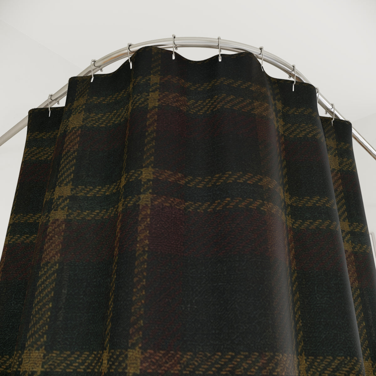 Briarwood Tartan Shower Curtain — Heritage Plaid in Forest Green & Russet