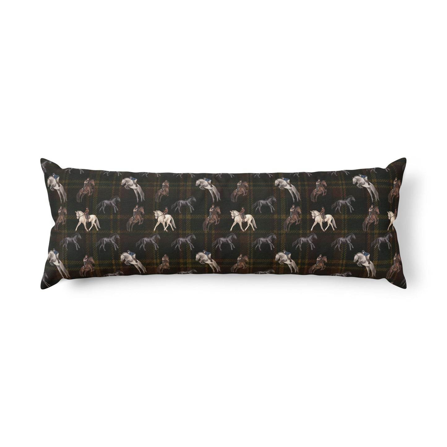 Briarwood Equestrian Body Pillow — Dark Tartan Horse Design