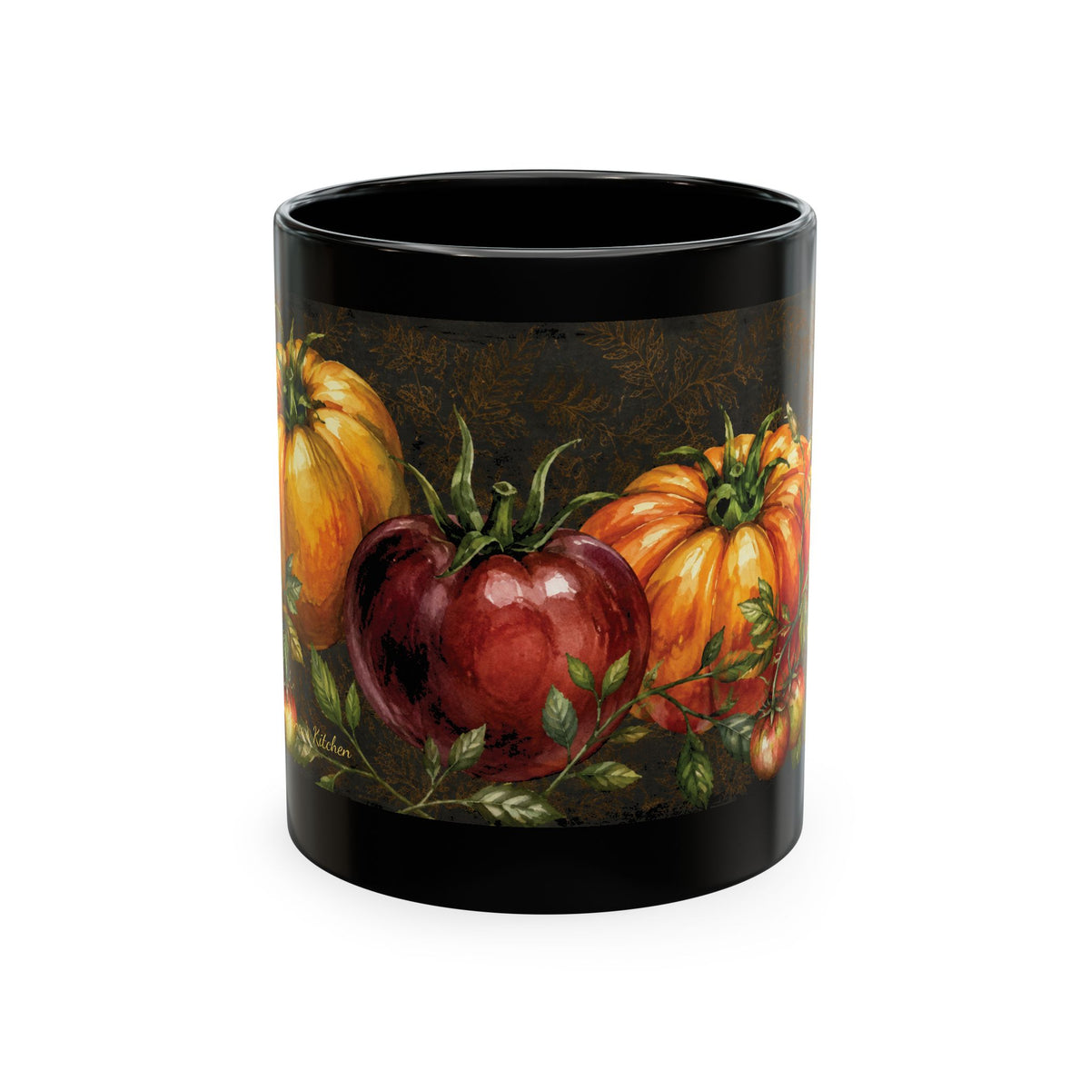 Late Summer Tomatoes Botanical Collector's Mug — Black Ceramic