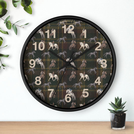 Briarwood Equestrian Wall Clock — Horse & Heritage Tartan Design