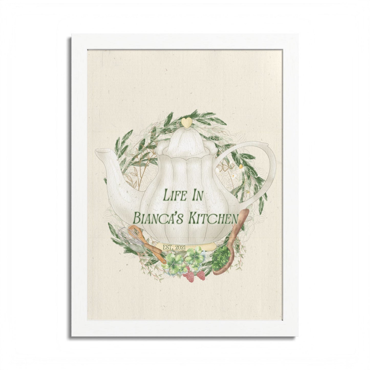 Life in Bianca’s Kitchen Framed Crest Print | Kitchen Garden Collection