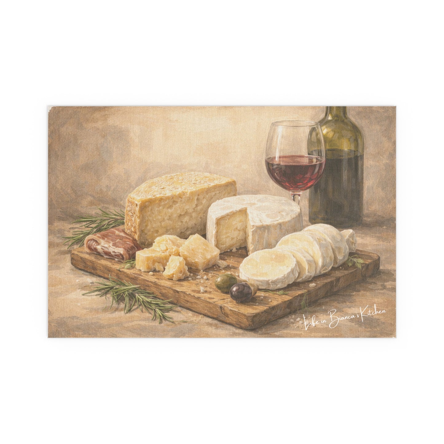 Rustic Cheese Still Life (Silk Poster )  | La Tavola Rustica
