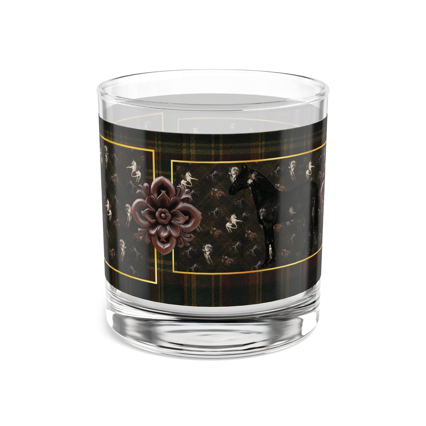 Briarwood Equestrian Rocks Glass — Horse & Heritage Tartan, 10 oz
