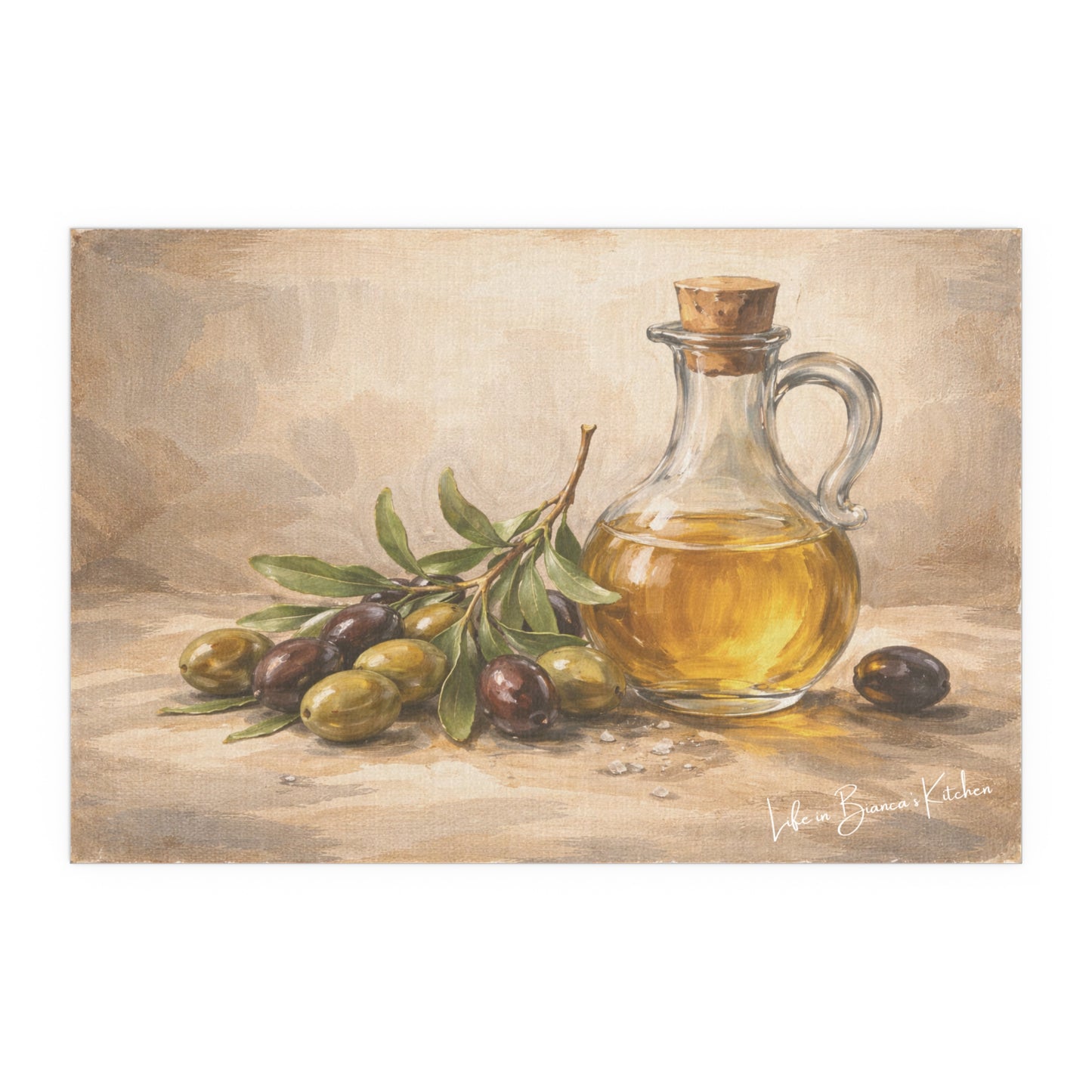 Rustic Olives Still Life (Silk Poster )  | La Tavola Rustica